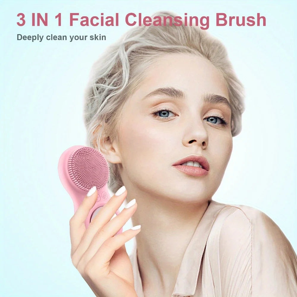 Electric Vibrating Cleansing Brush, Silicone And Plastic, Odorless, Multi-purpose Body Massager And Cleanser