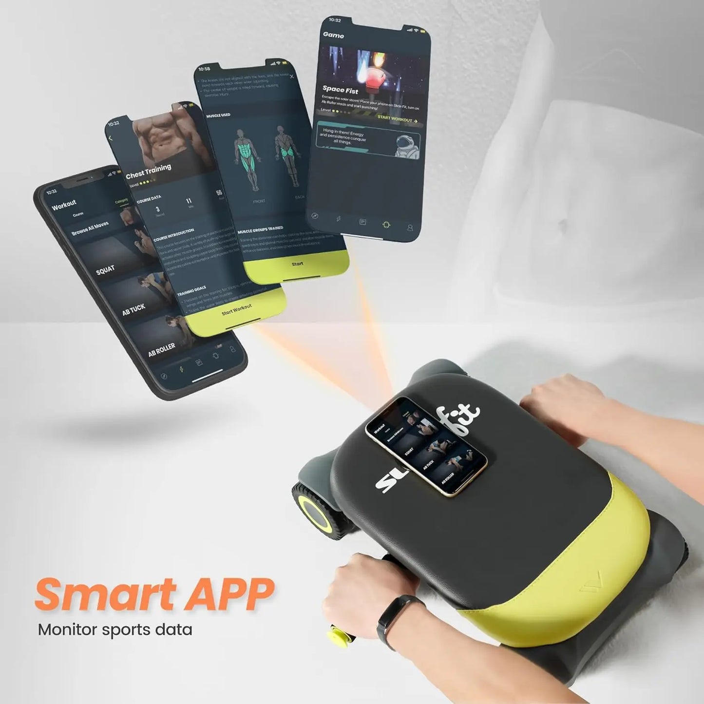 Ab Roller Board with 4 Wheels Automatic Rebound Abdominal Wheel for Core Workout Ab Exercise Equipment Abdominal Exerciser Herob