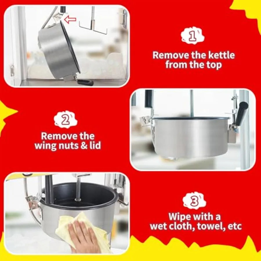 Commercial 1300W Countertop Popcorn Machine 10 Oz Kettle Red Popper for 60 Cups per Batch with 3-Switch Control 2 Scoops 1 Cup