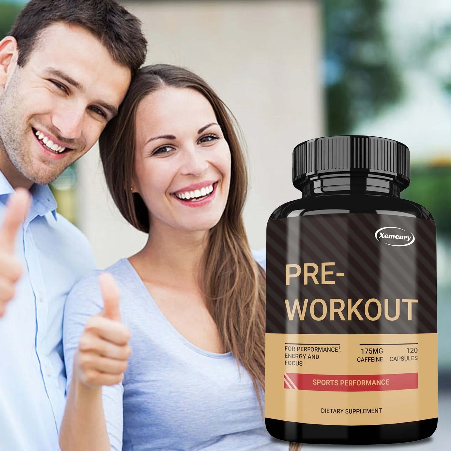 Pre-Workout Supplement - with Creatine Monohydrate - Replenish Energy, Build Muscle, Improve Athletic Performance - 120 Capsules