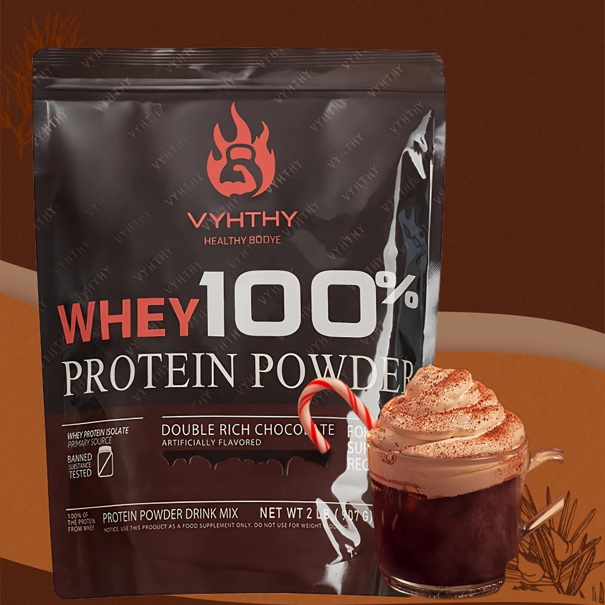 VYHTHY 1/2lb, two flavors of vanilla ice cream/chocolate, pure whey protein powder | Fitness and muscle gain & sugar control meal replacement | Lactose intolerance exclusive | Easy to dissolve without clumping, suitable for f
