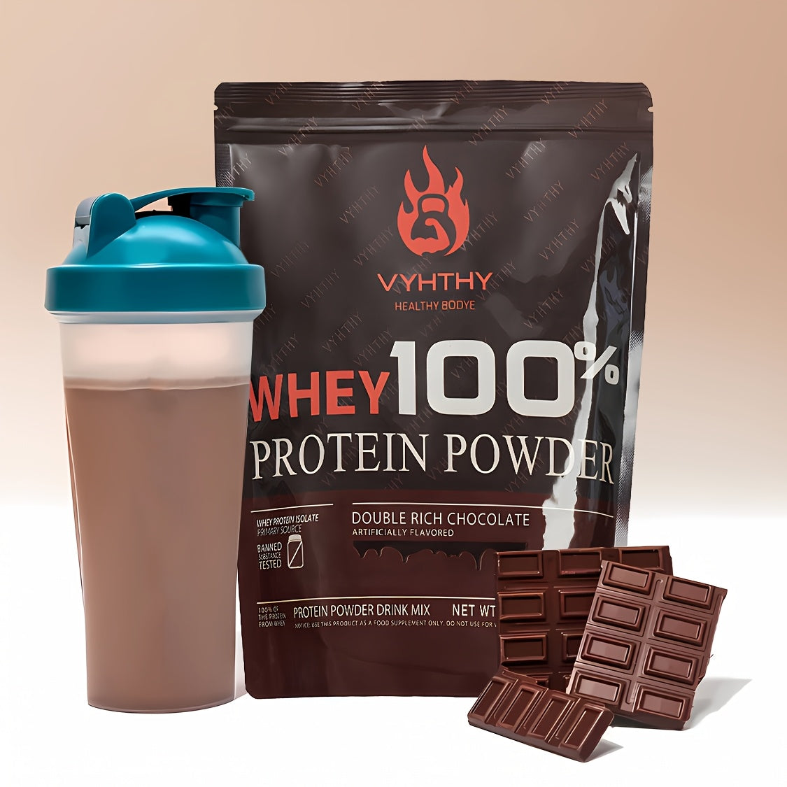 VYHTHY 1/2lb, two flavors of vanilla ice cream/chocolate, pure whey protein powder | Fitness and muscle gain & sugar control meal replacement | Lactose intolerance exclusive | Easy to dissolve without clumping, suitable for f