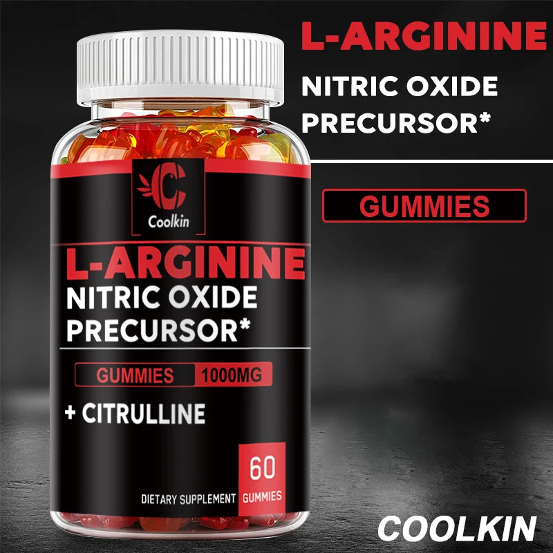 L-Arginine - for Energy, Strength and Endurance Support During Exercise, Build muscle mass - 60 Gummies