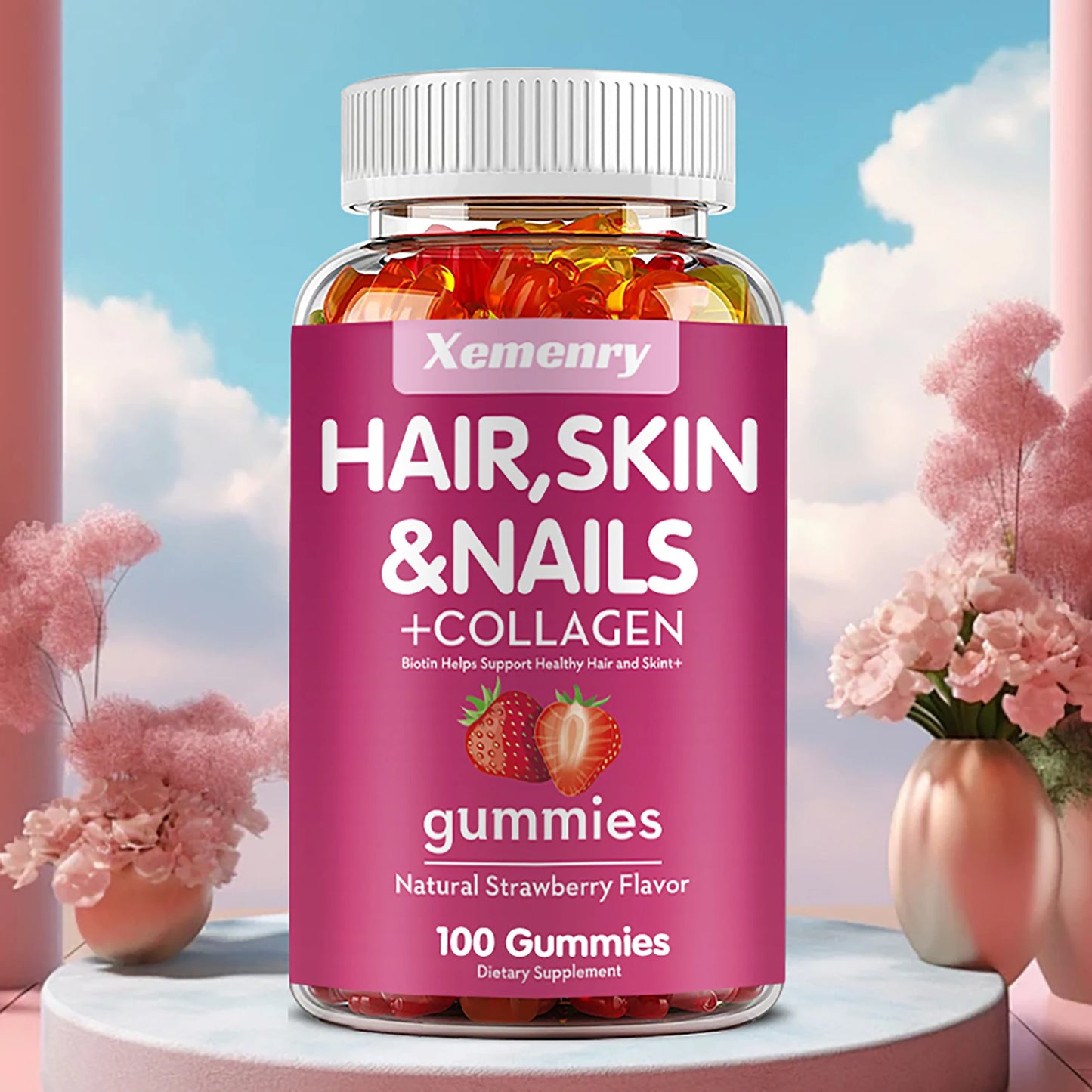 Biotin Gummies - Supports Hair, Skin, Nails & Collagen, Brightens Skin Tone - 100 Gummies