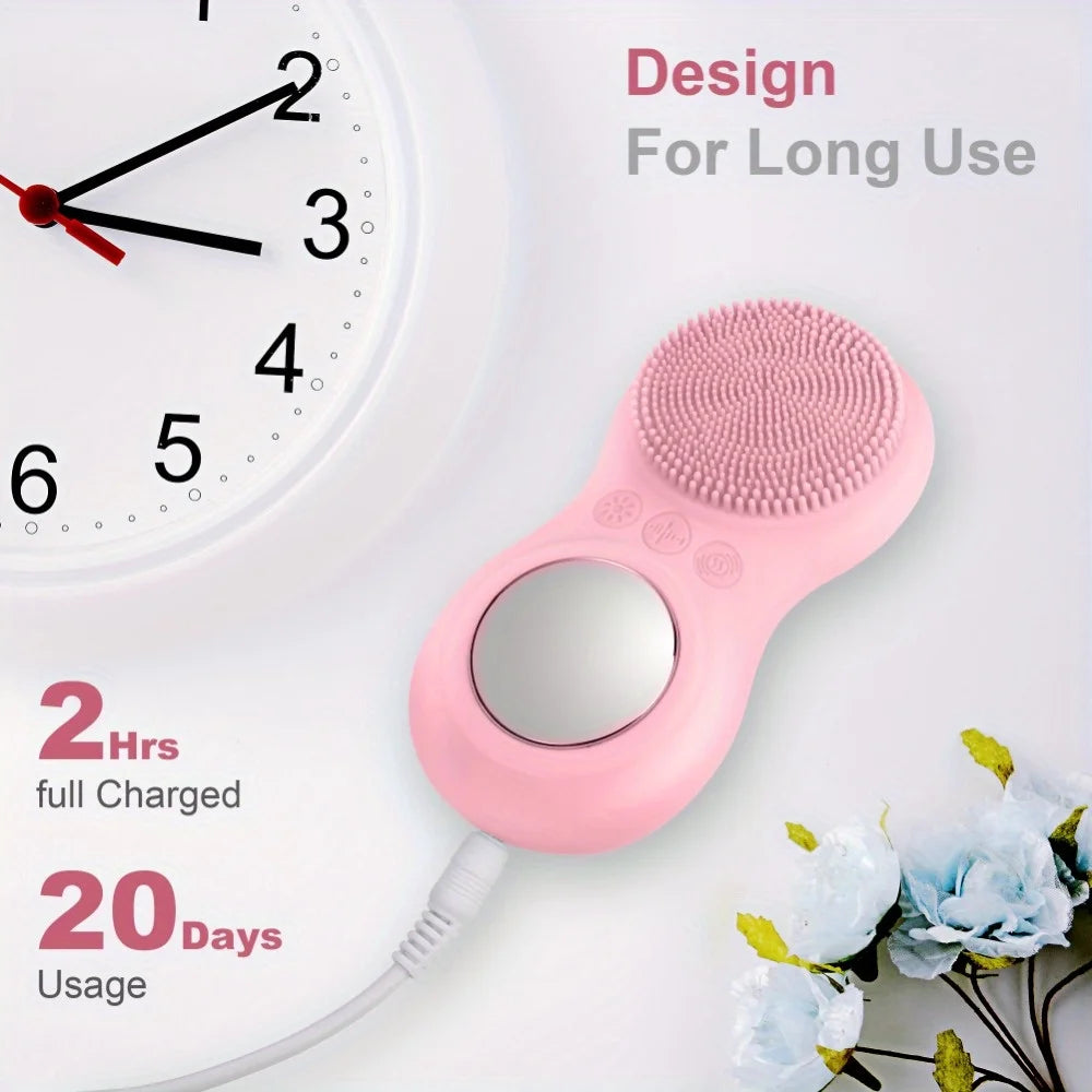 Electric Vibrating Cleansing Brush, Silicone And Plastic, Odorless, Multi-purpose Body Massager And Cleanser