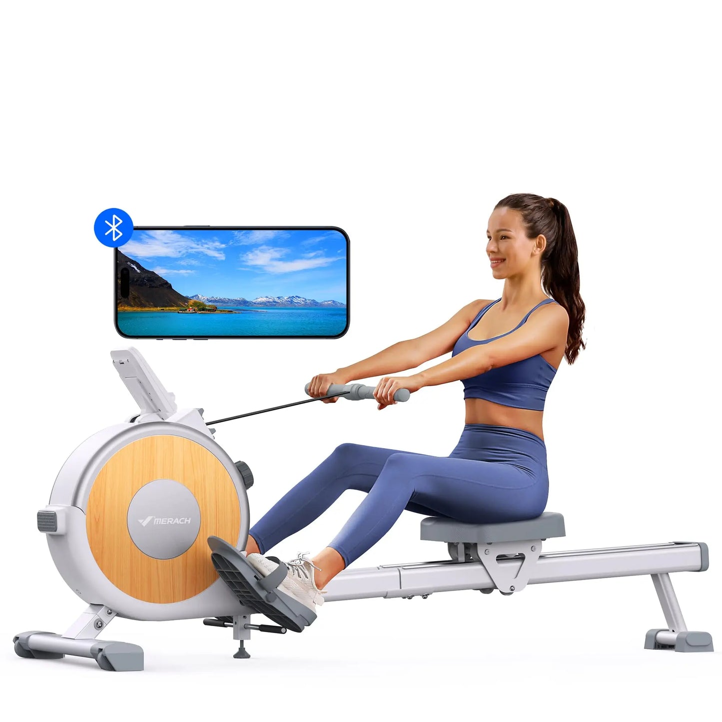 MERACH Rowing Machine Magnetic Rower Machine for Home 16 Levels Quiet Resistance Dual Slide Rail Max 350lb Weight Capacity  R02