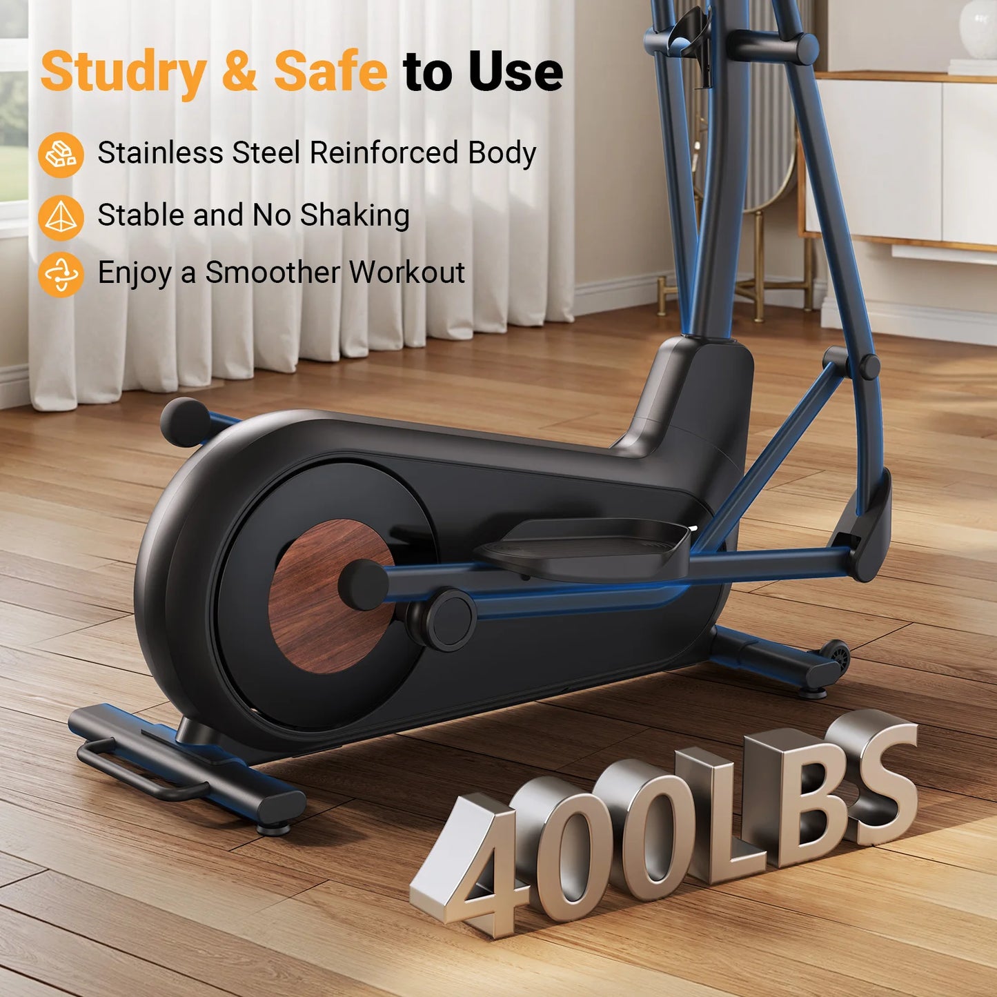 MERACH Elliptical Exercise Machine with 18.5IN Stride Hyper-Quiet Magnetic Drive System Elliptical Trainer 8 Resistance Levels