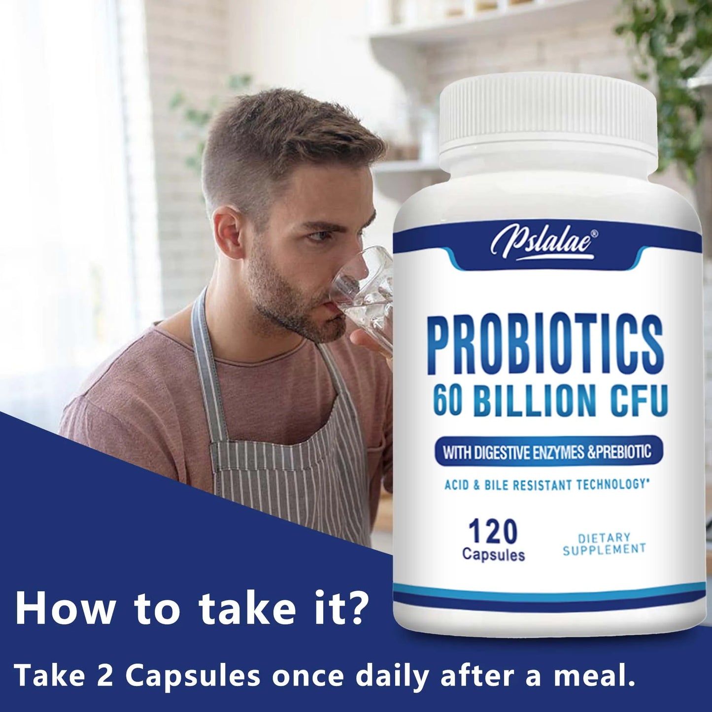 Probiotics - Help with Intestinal Health, Nutrient Digestion, Weight Management, Bloating Relief, Calorie Control - 120 Capsules