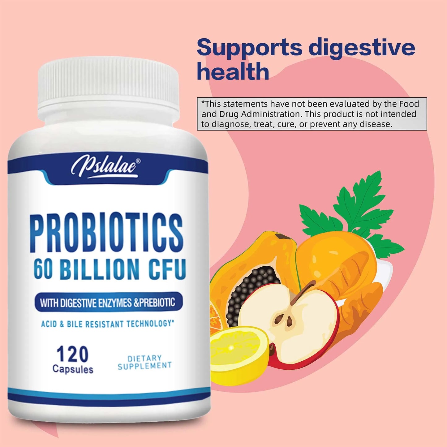 Probiotics - Help with Intestinal Health, Nutrient Digestion, Weight Management, Bloating Relief, Calorie Control - 120 Capsules