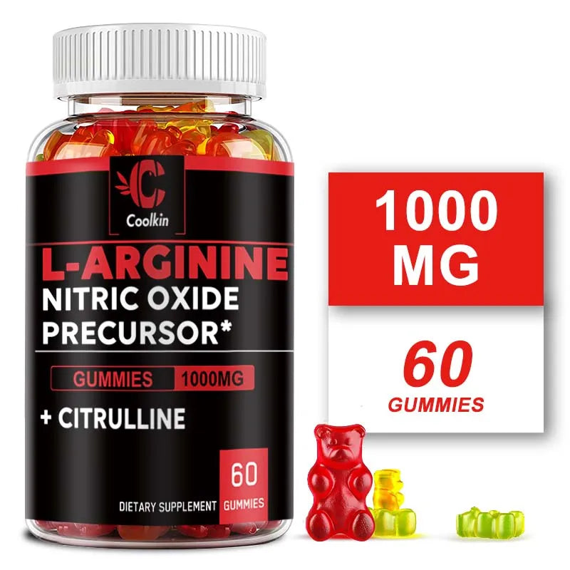 L-Arginine - for Energy, Strength and Endurance Support During Exercise, Build muscle mass - 60 Gummies