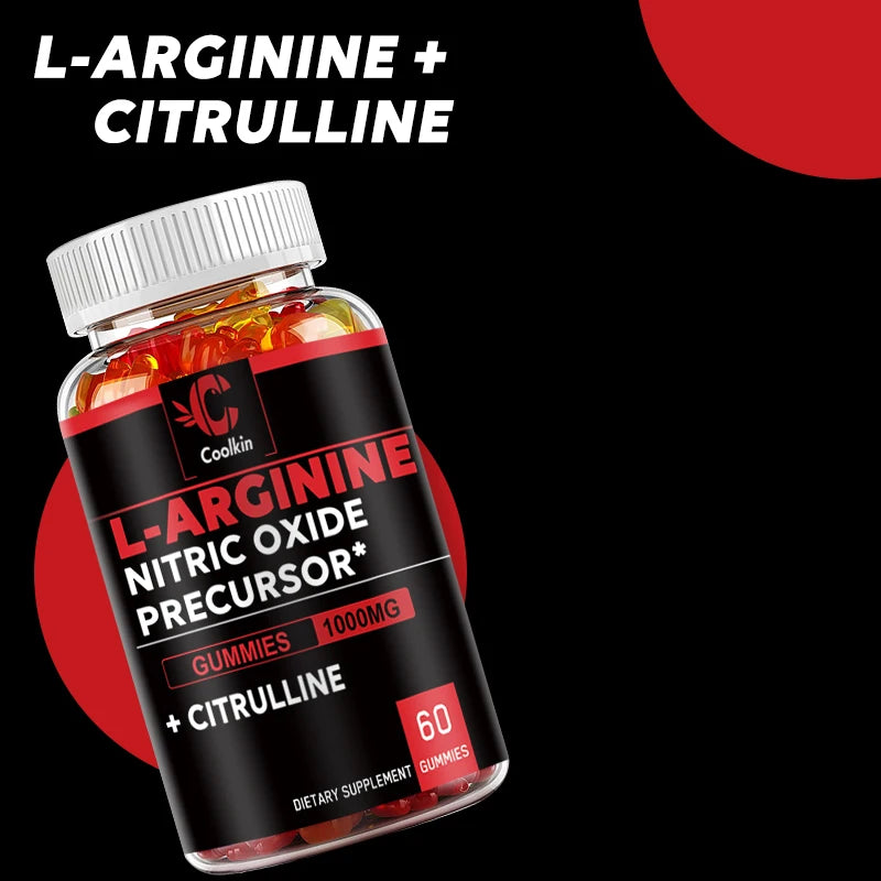 L-Arginine - for Energy, Strength and Endurance Support During Exercise, Build muscle mass - 60 Gummies
