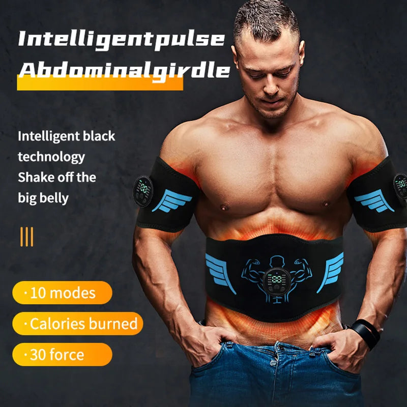 EMS Abdominal Toning Belt Muscle Toner Abs Trainer Electric USB Recharge Body Waist Massager Weight Loss Fitness Equipment Unisex