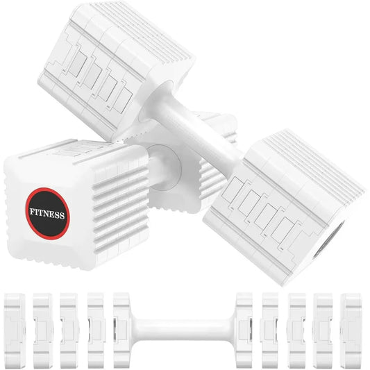 Adjustable Weight Dumbbells Set of 2, 3.4lb/5.7lb/8lb/10.3lb/12.6lb Each Hand Weight Sets for Women/Men, Adjustable Dumbbells Se