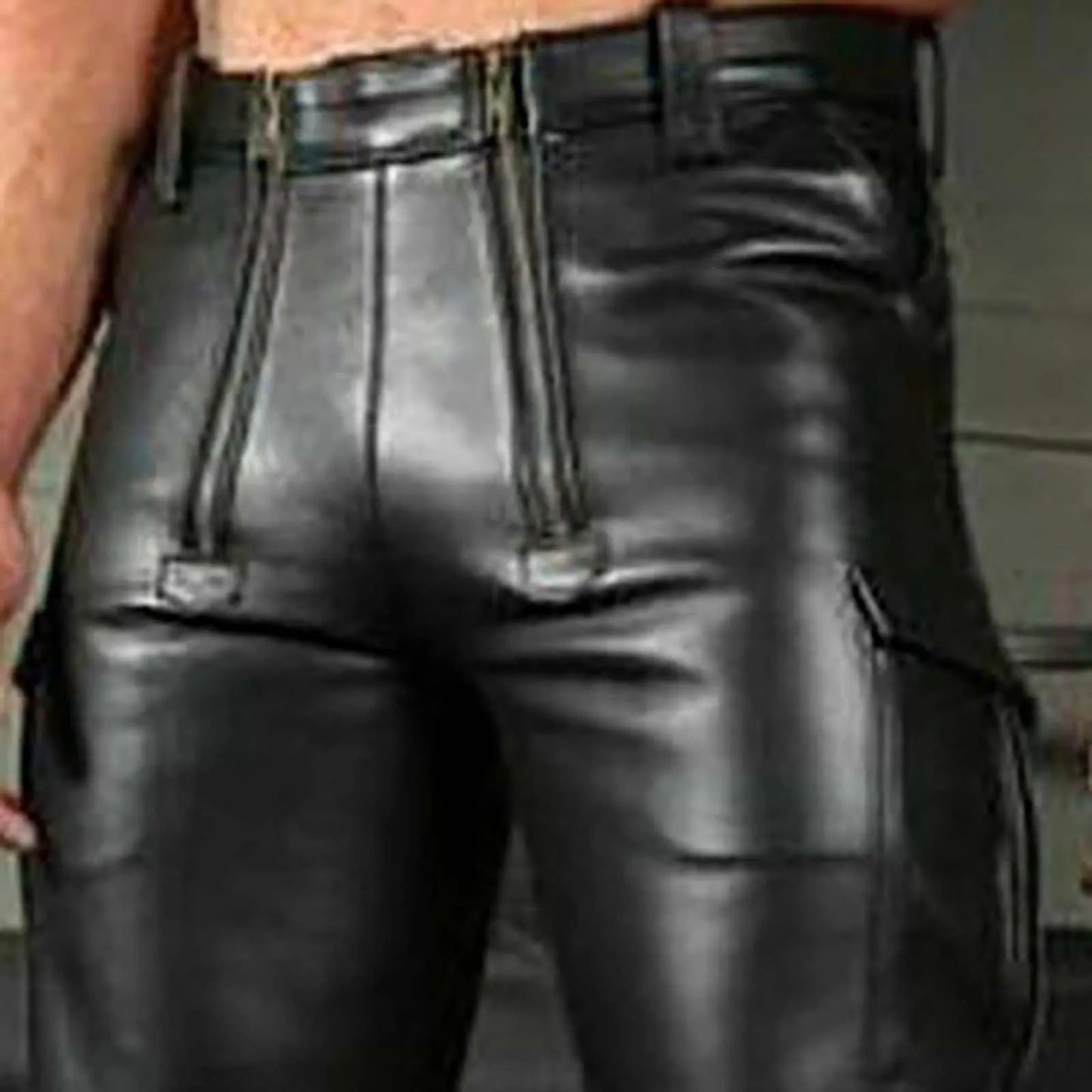 Man's Faux Leather Shorts Motorcycle Style Street Hip Hop Fashion Versatile Bodybuilding Sport Shorts Fashion Streetwear