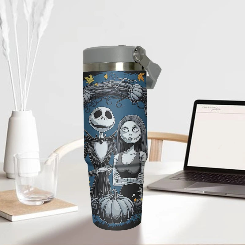 Double Stainless Steel 304 Coffee Thermos Mug Leak-Proof Non-Slip Car Vacuum Flask Travel Thermal Halloween Cup Water Bottle