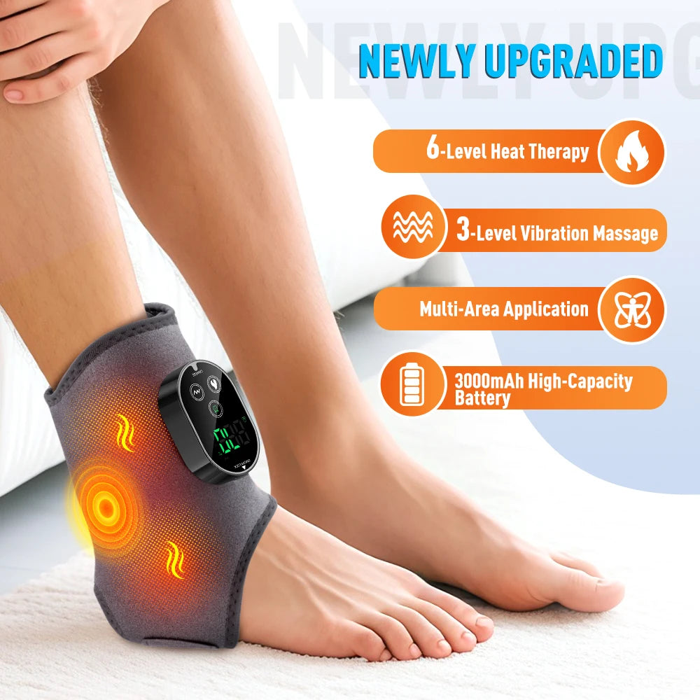Electric Heating Vibration Foot Ankle Massager Elbow Relax Muscles Winter Massager USB Rechargeable Adjustable Strap Massager