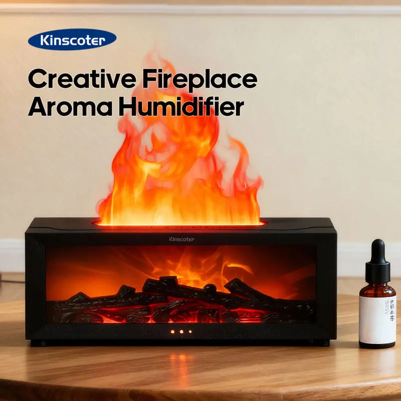 Creative Fireplace Aroma Diffuser Essential Oil Air Humidifier Diffusor Remote Control Desktop Decoration for Home Holiday Gift