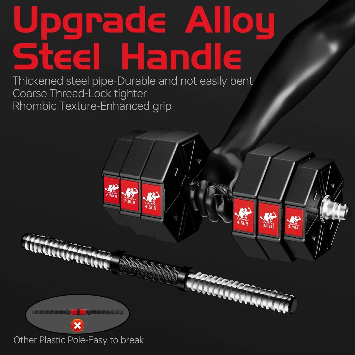 Adjustable Weights Dumbbells Set, 66LbsWeights Dumbbells Barbell, Home Fitness Weight Set Gym