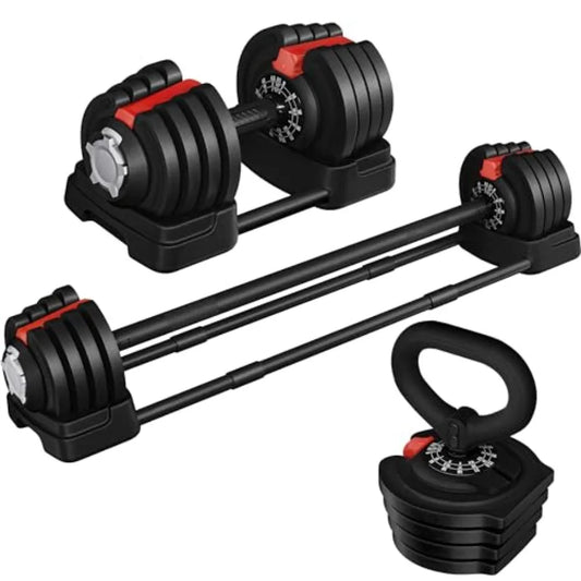 Yaheetech Adjustable Dumbbell Set for Strength Training: Fast Adjust 40lbs/52.5lbs/90lbs Free Weight Dumbbells with Storage Tra