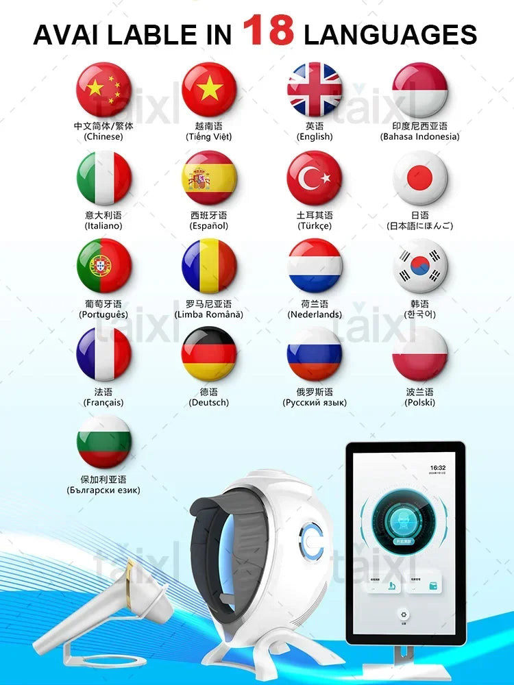 3D Skin Scanner Care Facial Analyzer Monitor Machine Magic Mirror Portable Testing English Detector Face Camera Test Analysis
