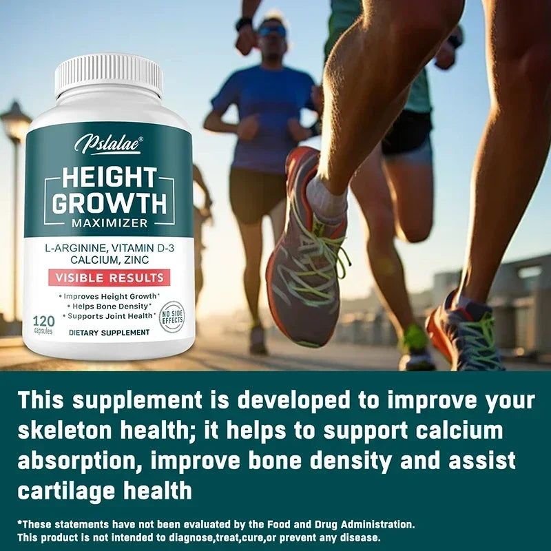 Height Growth Supplement With Vitamins and Calcium Zinc - Improves Bone Strength Promotes Growth - 120 Capsules