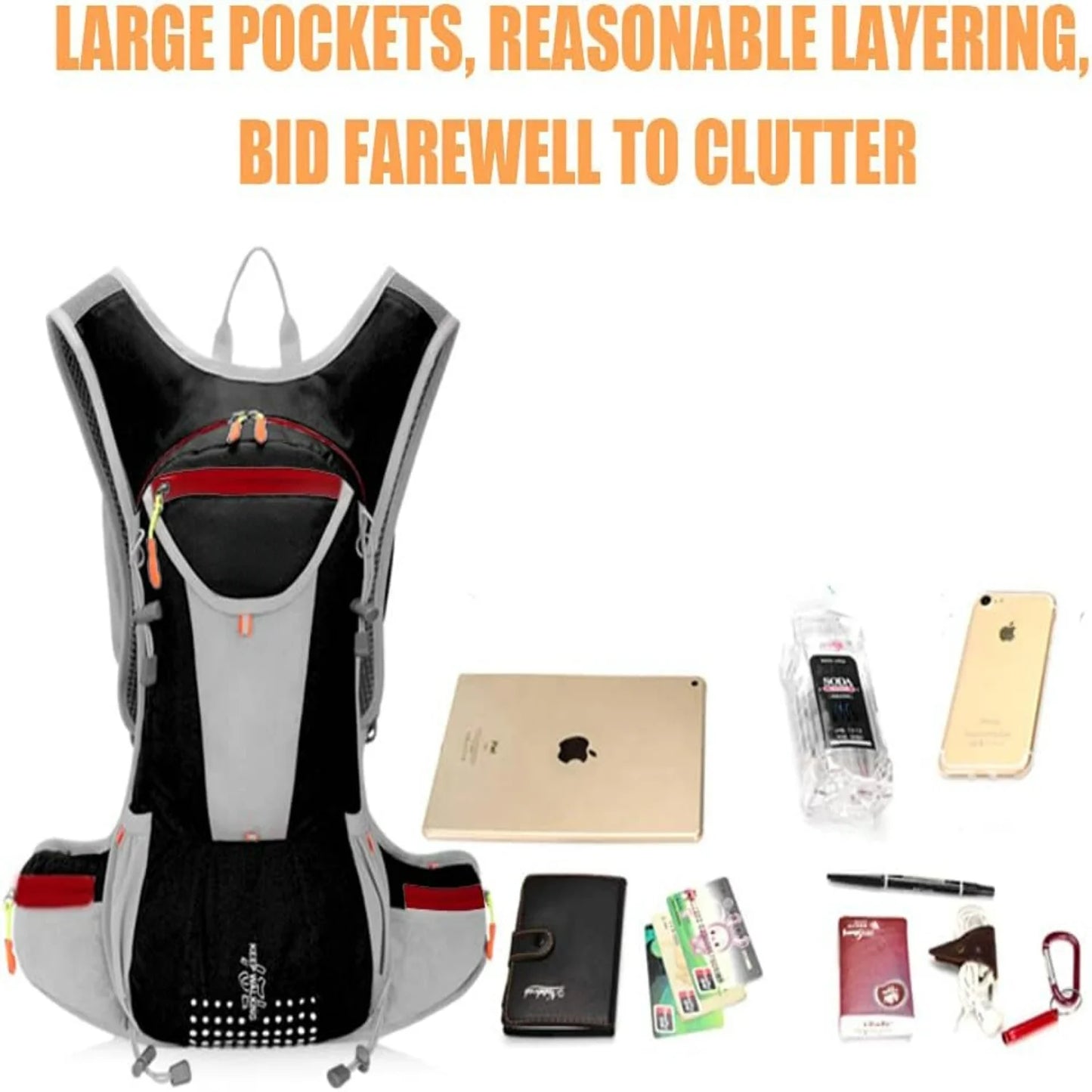 Lightweight Cycling Backpack - Durable Bicycle Daypack for Riding - Compact Bike Rucksack with Hydration Water Bag for Outdoor S