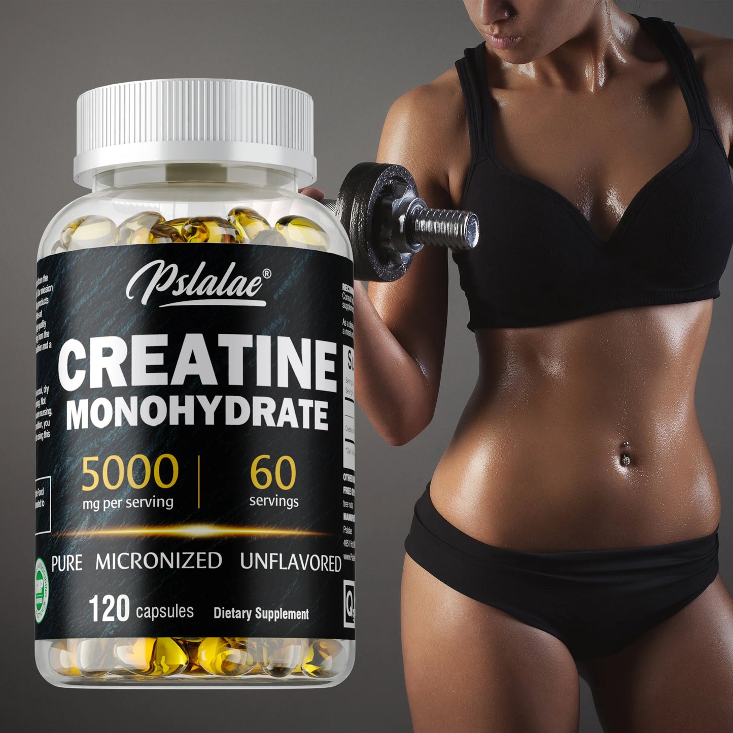 Creatine Monohydrate - Build Muscle, Improve Athletic Performance, Improve Energy Endurance , Promote Recovery - 120 Capsules