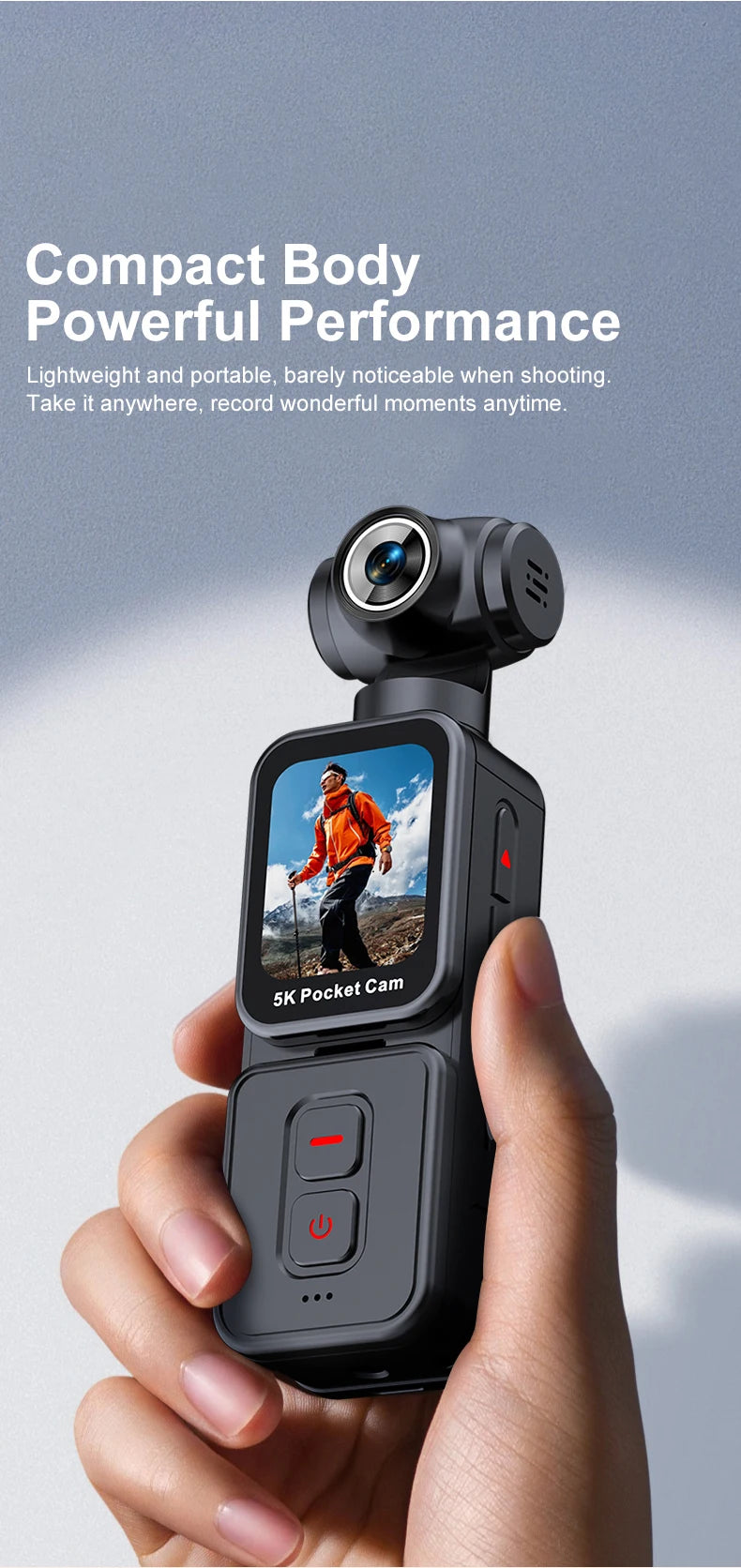 5K Pocket Action Camera Rotation Lens Quick Focus Sports Camcorder 1.69" Touch Screen Video Record Camera  Anti Shake