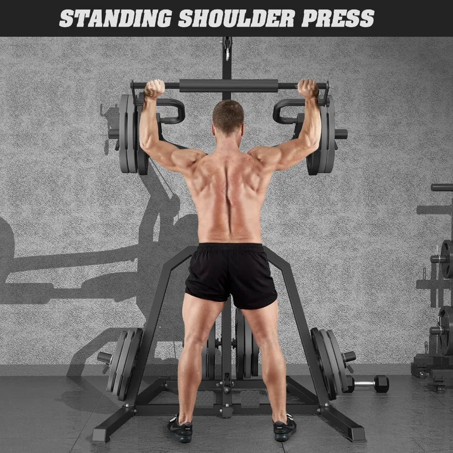 Leverage Gym Power Rack Squat Rack Lever Gym with Low Row Home Gym System Workout Station 2:1 Ratio (Without Weight Plates)