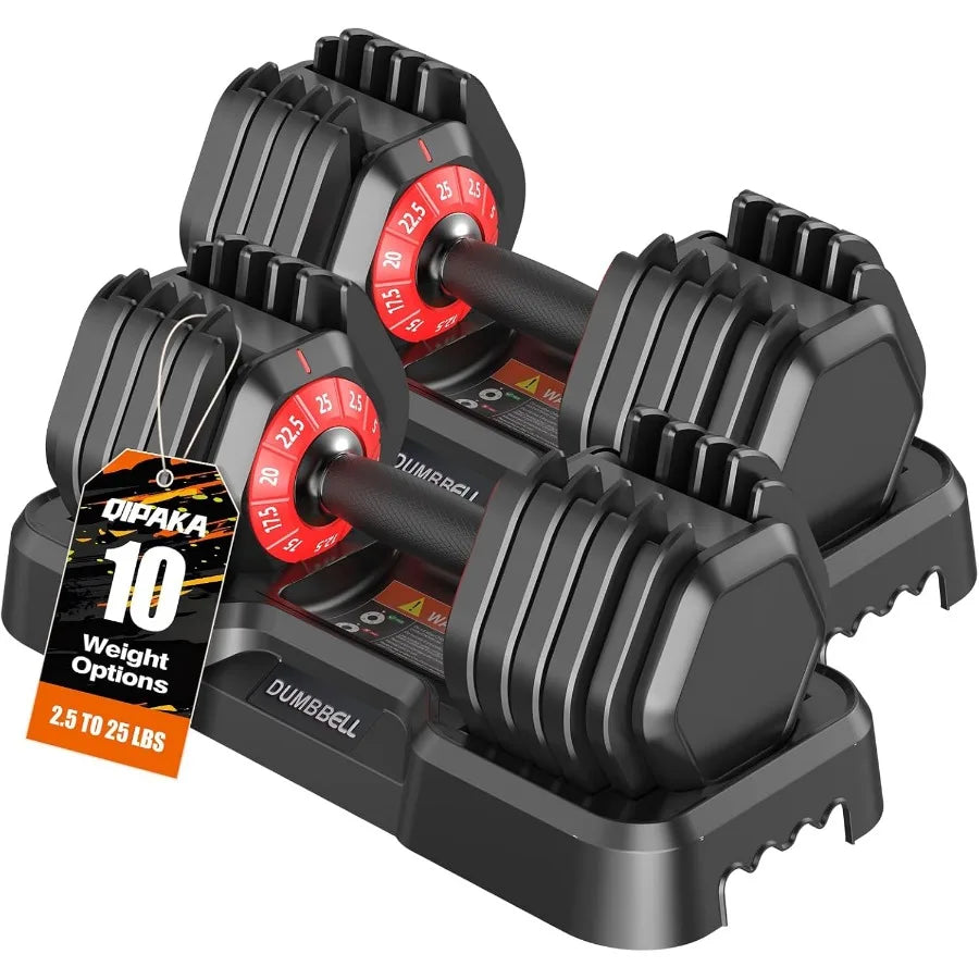 Adjustable Dumbbells Set of 2 Durable Weights for Home Strength Training 10 in 1/15 in 1 Free Weights Set with Anti-Slip Grip F