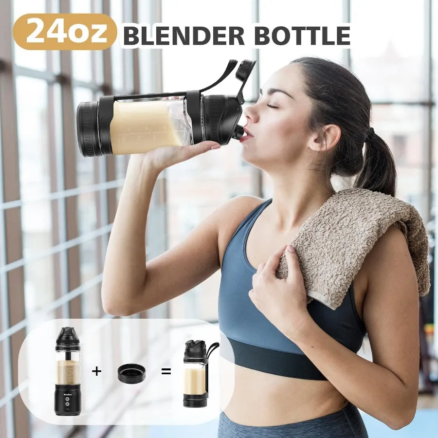 Portable Personal Blender for Smoothies Protein Shakes Frozen Drinks 24Oz Blender Cup Bottle with Sip Spout Travel Lid USB-C Re