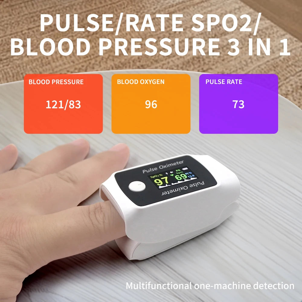 2 In 1 Dual Function Blood Oxygen and Blood Pressure Monitor, Intelligent Bluetooth Finger Pulse Oximeter+Blood Pressure Monitor