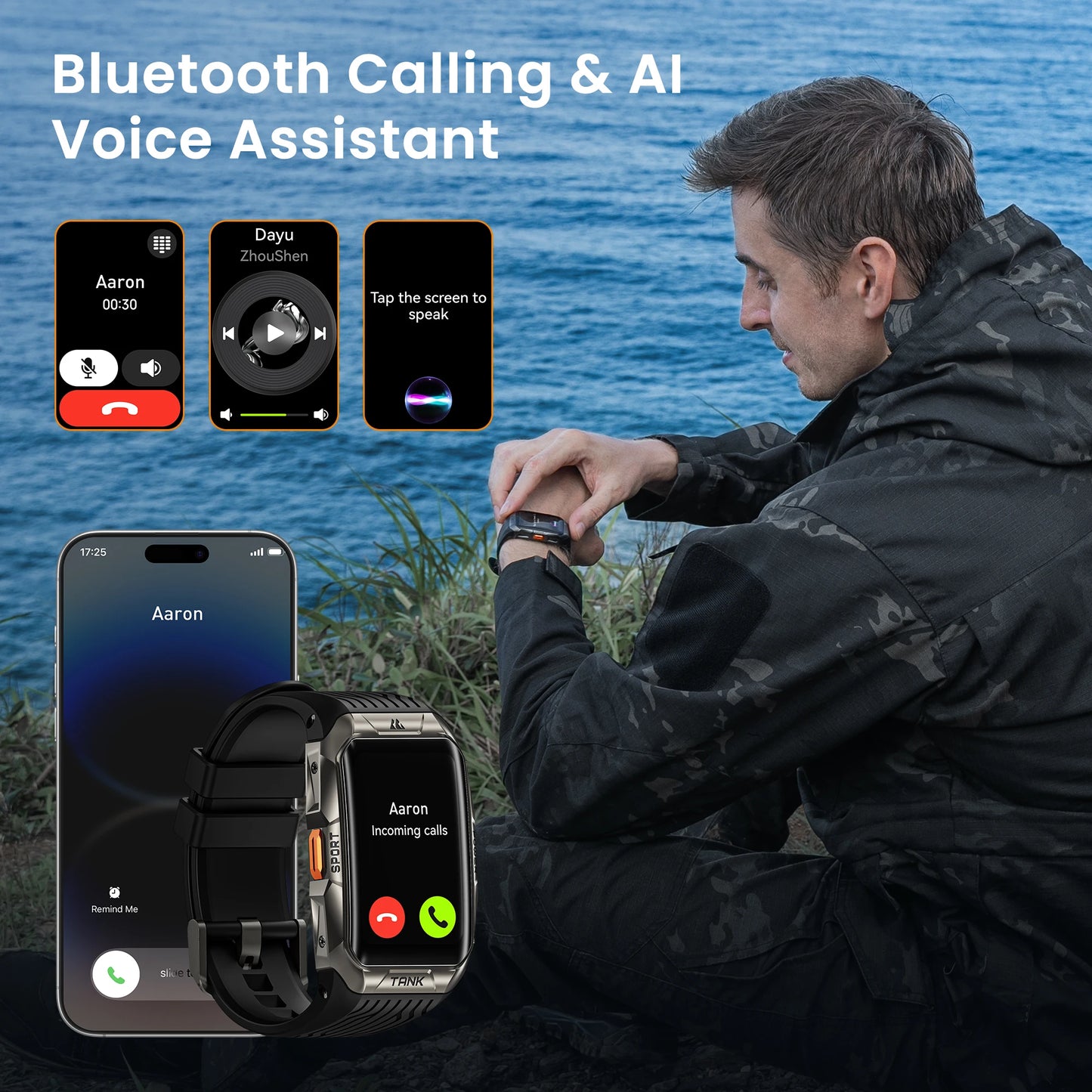 2025 KOSPET TANK X2 Ultra GPS Smart Watch For Men 3D Curved Screen Stainless Steel Body Compass Altimeter Waterproof Smartwatch