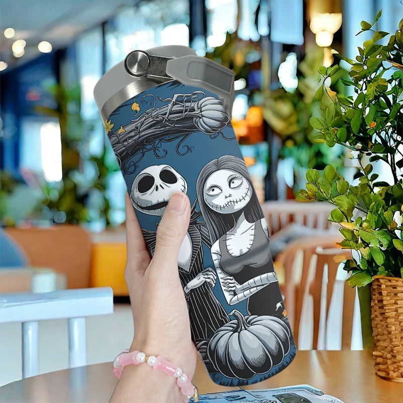 Double Stainless Steel 304 Coffee Thermos Mug Leak-Proof Non-Slip Car Vacuum Flask Travel Thermal Halloween Cup Water Bottle