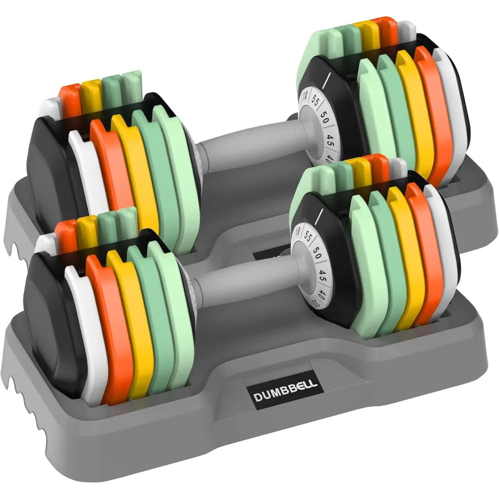 Pair of 25/55 lbs Adjustable Dumbbells for Home Gym Workouts Suitable for Men and Women