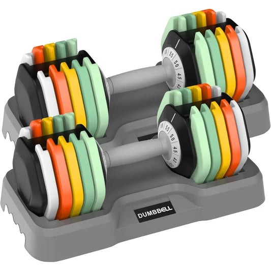 Pair of 25/55 lbs Adjustable Dumbbells for Home Gym Workouts Suitable for Men and Women