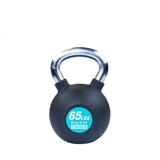 Cast Iron Kettlebells 65 lbs with Rubber Coated Colored Weight and Non-Slip Handle, Kettlebell for Strength Training Home and Co