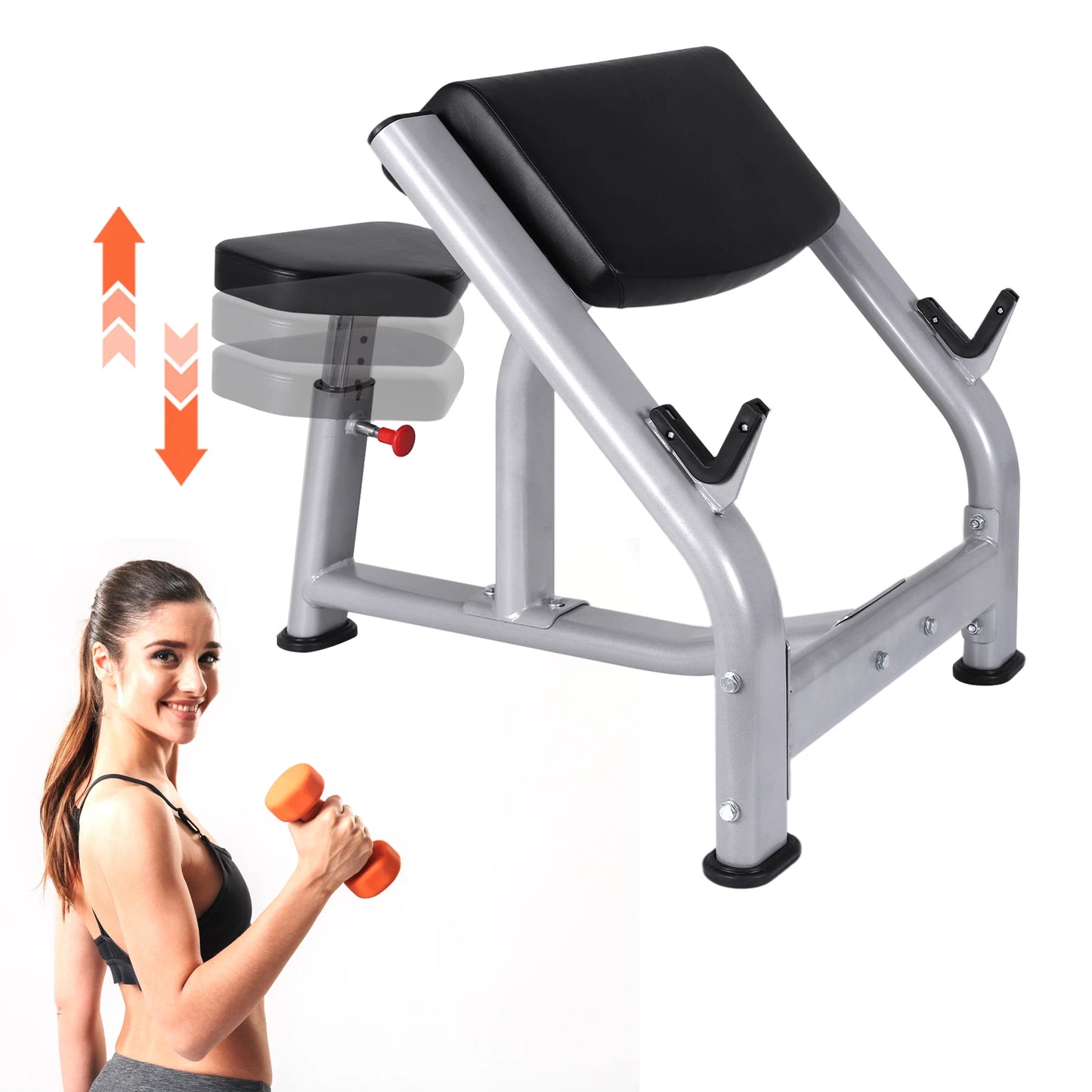 Preacher Curl Bench with Adjustable Seat Preacher Curl Weight Station Weight Training Equipment for Home Gym Strength Training