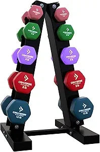 Hexagonal Neoprene Dumbbells with Non-Slip Grip, Anti-Roll Design, and Storage Rack for Fitness Training
