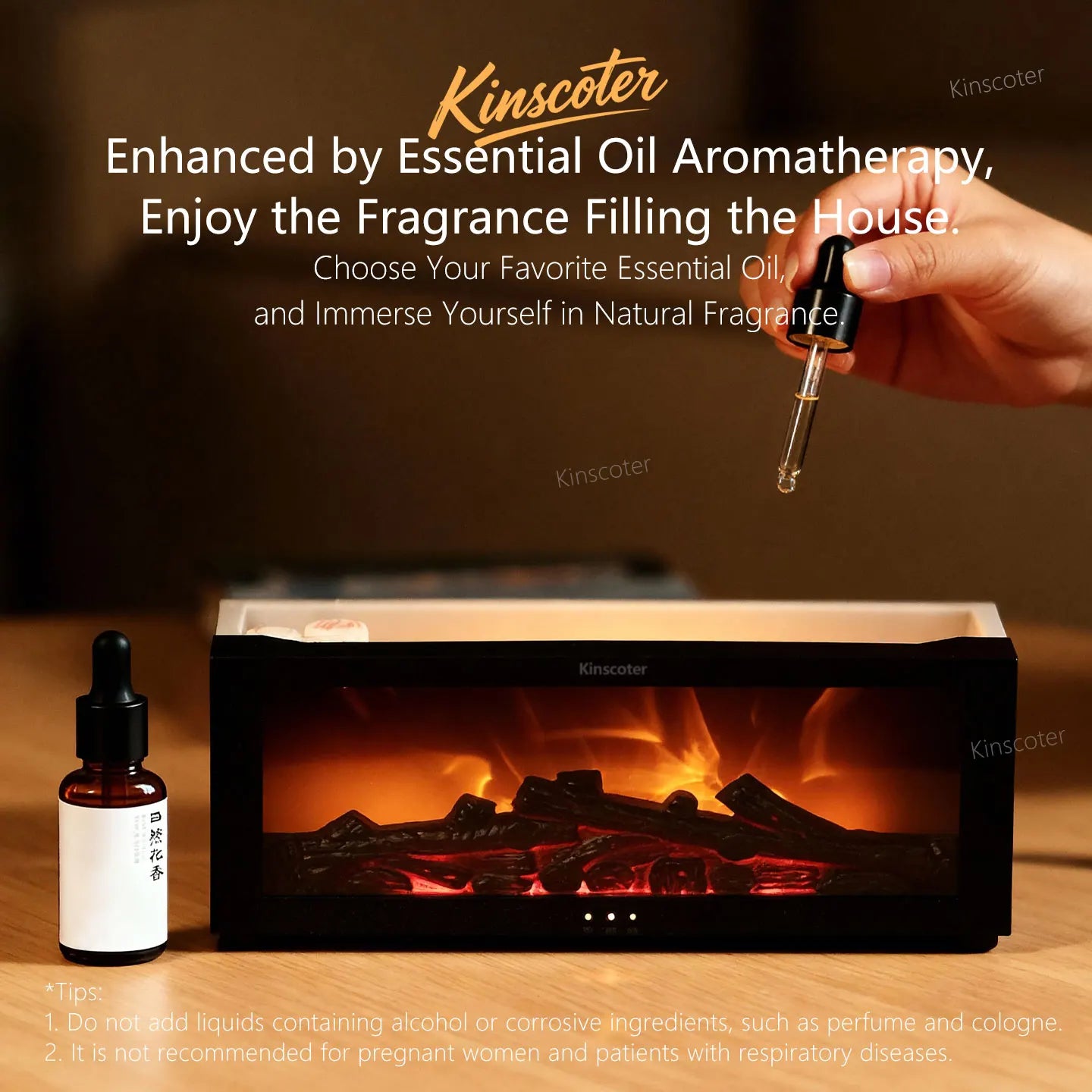 Creative Fireplace Aroma Diffuser Essential Oil Air Humidifier Diffusor Remote Control Desktop Decoration for Home Holiday Gift