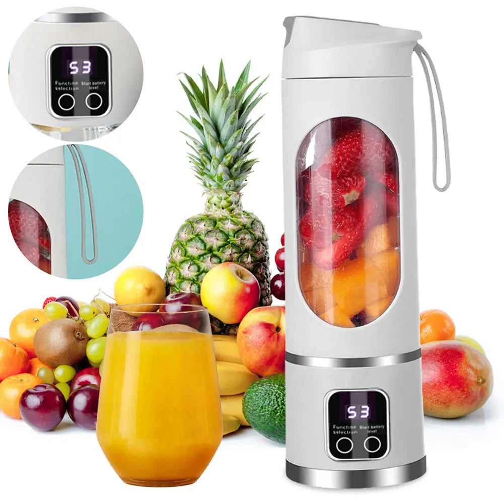 450ml Portable Juicer Electric Juicer Cup USB Rechargeable Mini Electric Juicer with 8 Blades for Home Office Travel