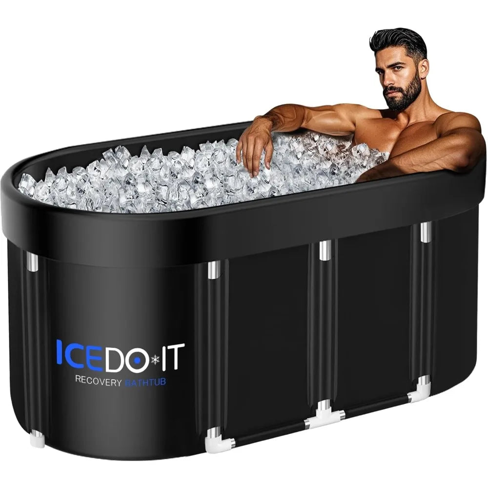 Upgrade 129 Gal XL Large Oval Ice Bath Tub for Athletes, Collapsible Cold Plunge Tub-Multiple Layered for Post-Exercise Recovery
