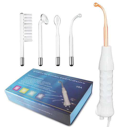 4 in 1 High Frequency Electrode Wand Glass Tube Electrotherapy Acne Spot Remover Skin Care Home Spa Beauty Facial Therapy Wand