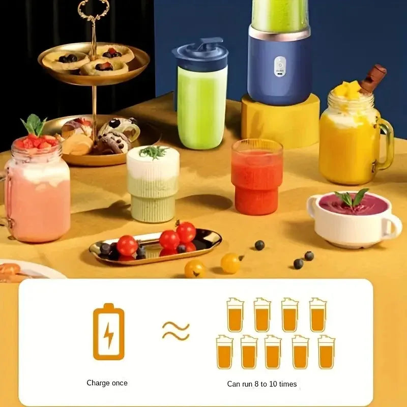 Portable Blender, Personal Mini Blender USB Rechargeable for Shakes and Smoothies, 400ML Portable Fruit Veggie Juicer Cup