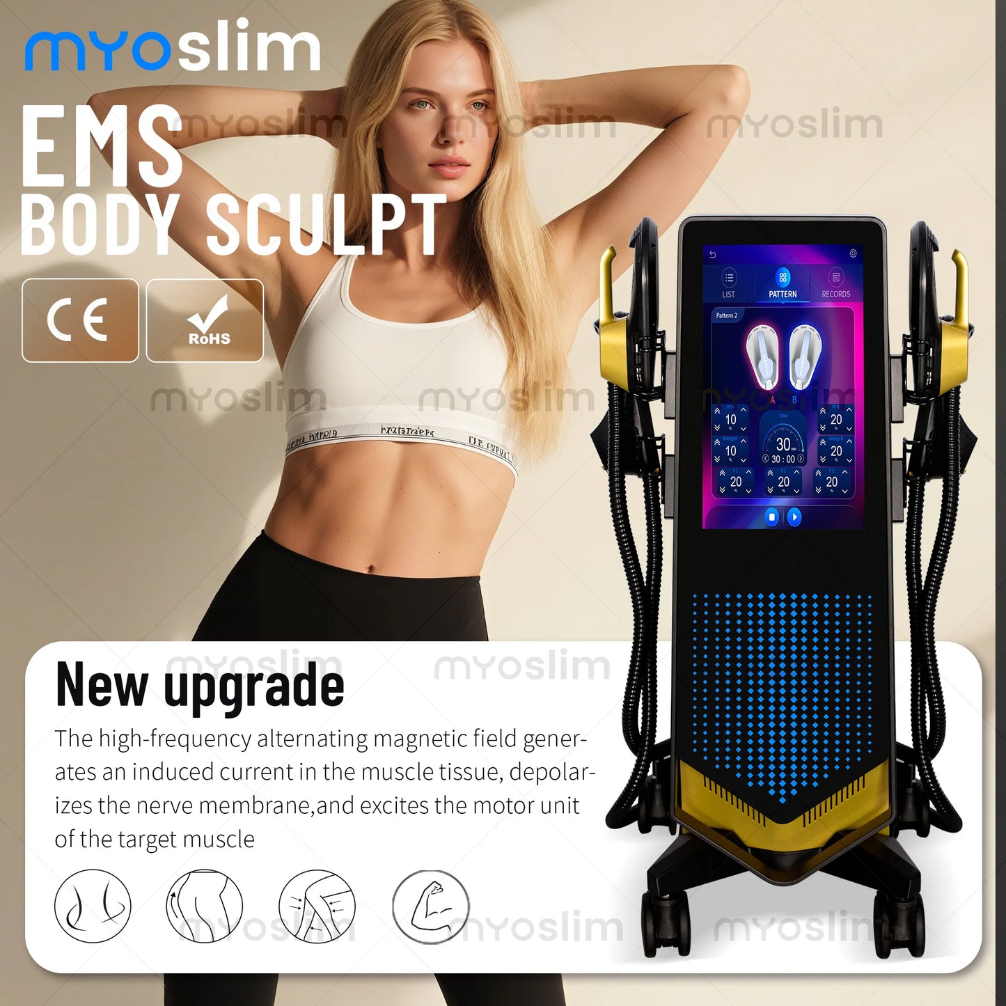 EMS Body Professional Body Shaping Device 6500W Large Screen Slimming And Body Shaping Electromagnetic Stimulation For Muscles