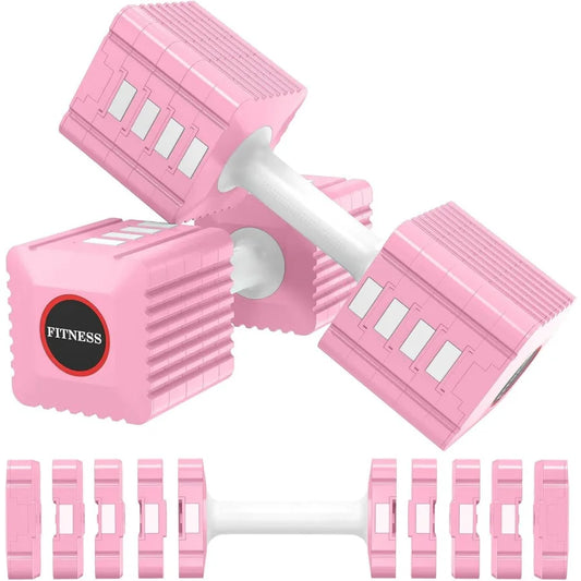 Adjustable Weight Dumbbells Set of 2, 3.4lb/5.7lb/8lb/10.3lb/12.6lb Each Hand Weight Sets for Women/Men, Adjustable Dumbbells Se