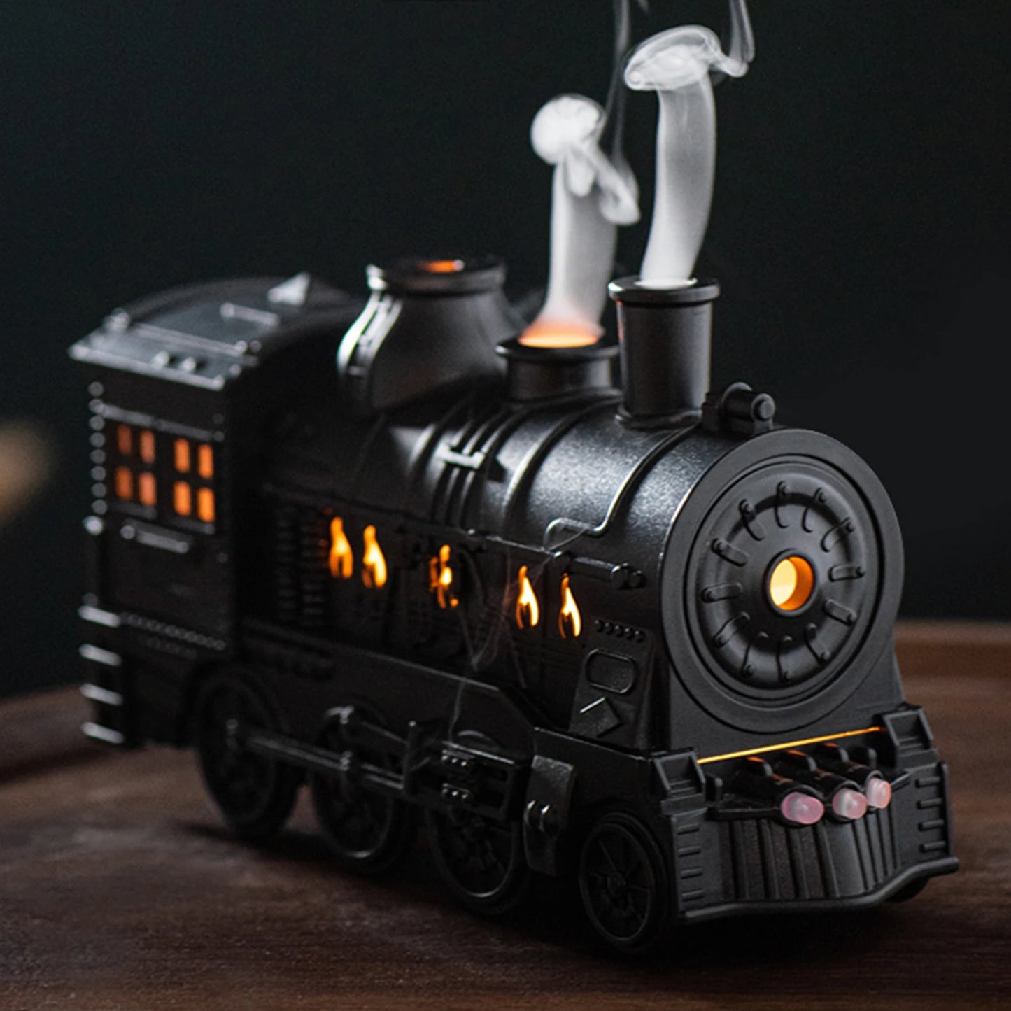 300ML Vintage Steam Train Air Diffuser Humidifier with 2-Color LED Light Essential Oil Diffuser for Home Decor & Gifts