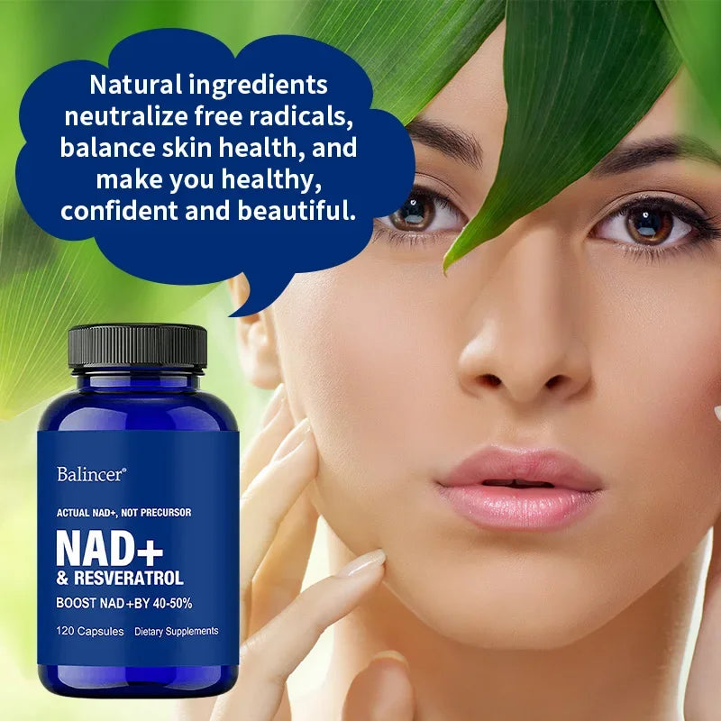 Optimized NAD+ and Resveratrol Supplement To Help Support Cell Regeneration, Natural Energy, Focus and Memory