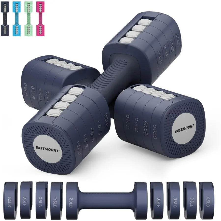 Adjustable Weight Dumbbells Set of 2, 8 in 1 Hand Weights for Women 2lb/3lb/4lb/5lb/6lb Dumbbell Weights Set 12 lbs/Pair Hand We