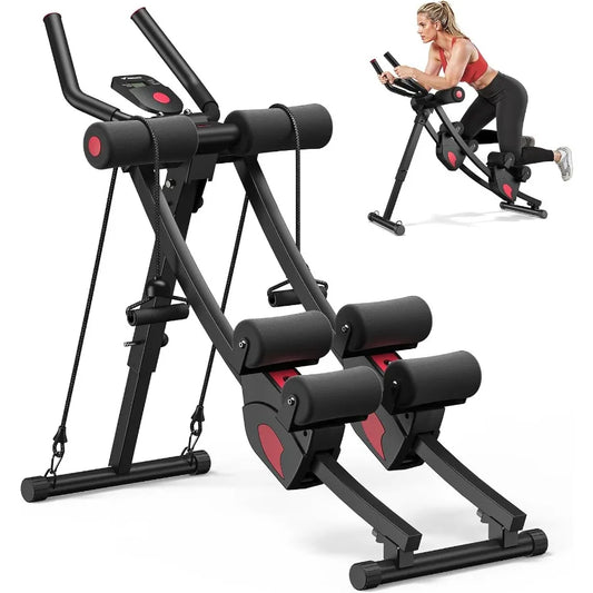 Ab Machine, Adjustable Ab Trainer Machine, AB Workout Equipment for Home Gym, Independent Dual Tracks for Mountain Climber, Fold